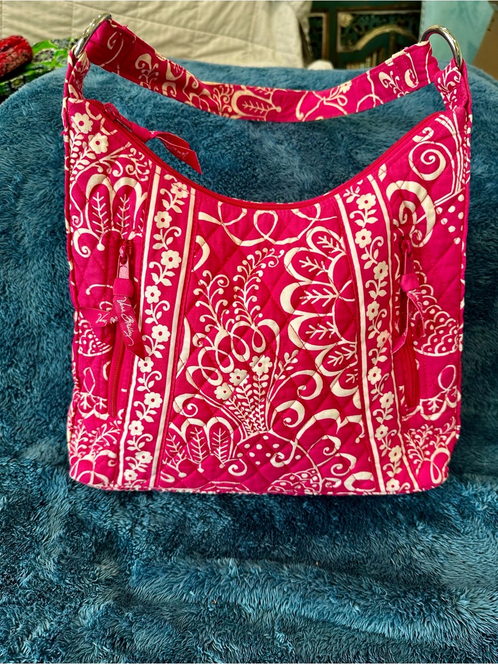 Vera Bradley Twirly Birds Pink Hobo Shoulder Bag – Retired 2010–2011 Pattern